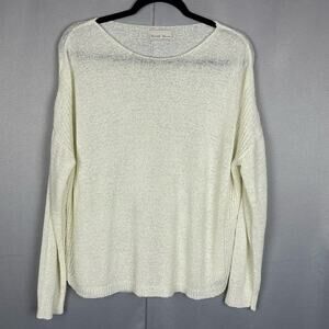 Women's Becool Off White Lightweight Loose Knit Sheer Tunic Oversized Sweater L